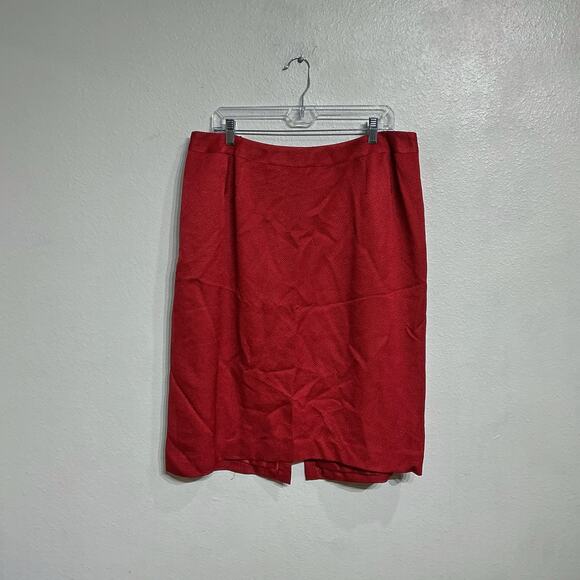 Talbots Red Silk Blend Textured Midi Skirt Sz 18W - Picture 1 of 11